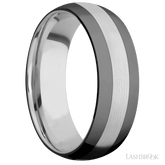7 mm wide/Domed/Cobalt Chrome band with two 2 mm Double Off Center Edge inlays of Zirconium